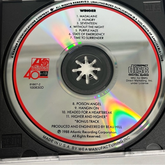 Winger CD self titled 1988 preowned heavy metal band - Picture 7 of 8